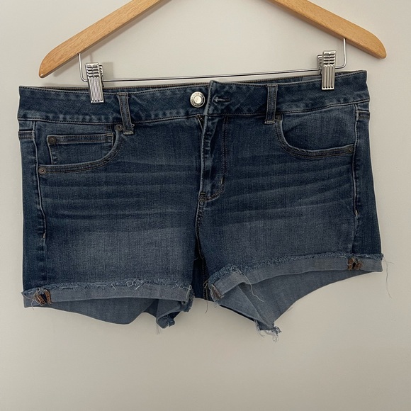 American Eagle Outfitters Pants - American Eagle Outfitters SZ 14 Jean Shorts Women's Cuffed Denim Dark Wash